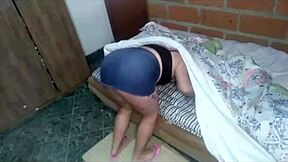 Hey, stepmom’s stuck under the mattress, and her pervert stepson bangs her raw!