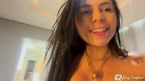 delivery guy fucks hot brunette alone at home