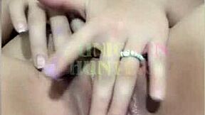 curvy latina rubs her pussy then fingers her ass on bed