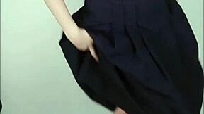 Holy! Skinny Japanese Schoolgirl Rides Fake Cock Behind House in Wild Scene!