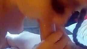 Is this slutty teen sucking with her small tits and big nipples?