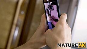 Horny mature MILF rides her devious stepson in hardcore hairy brunette sex!