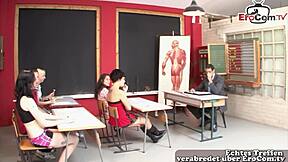 Hell yeah, teen gets wild sex with teacher in German school!