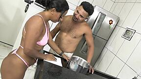 Help in Kitchen Turns to Tasty Brazilian Backdoor Fun! WOW!