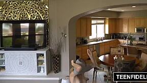 18 year old blonde hannah hays bent over doggystyle to orgasm and creampie