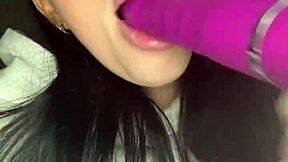 Watch this horny british girl play with her toys alone?