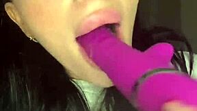 Watch this horny british girl play with her toys alone?