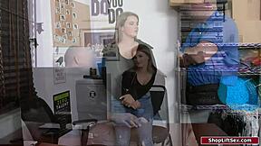 brunette cashier gets fucked by store officer