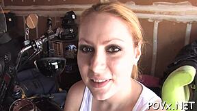 Tight pussy enjoys rough doggystyle fucking.