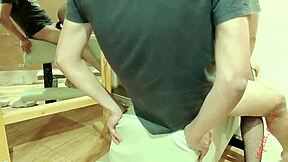 clueless teen bends over on erotic dorm furniture