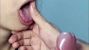 Does the brunette teen slut swallow the monster cock's cum in deepthroat?