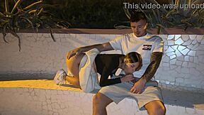 Wow! Walking by the Sea with No Panties, Stranger Notices in Outdoor Pregnant Doggystyle!