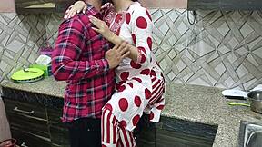 sexy stepmom saara lets curious stepson explore her ass in kitchen