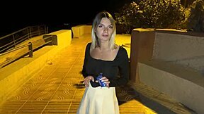 Wow! Walking by the Sea with No Panties, Stranger Notices in Outdoor Pregnant Doggystyle!