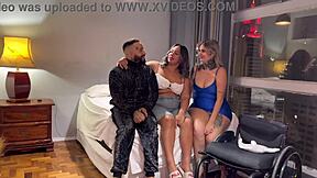 brazilian couple bangs tanned friend in bedroom, all anal again