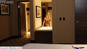 Angel young gets naughty with towel boy in hotel room?