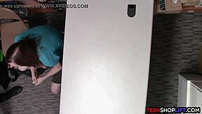 Young Teen Couple Bent Over in Doggystyle Fucking Caught by Mall Cop in Shop