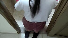 Curvy immigrant employee sucks dick intensely for cash.