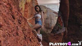 petite gloria sol does a striptease outdoor, showing her amazing big tits and ass