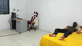 step sister sits while i masturbate for her in homemade video.