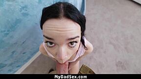 stepdaughter confused as stepdad plays with her tits - mydadsex