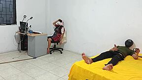 step sister sits while i masturbate for her in homemade video.