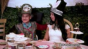 i turned our tea party into a wild foursome in wonderland, feeling so naughty
