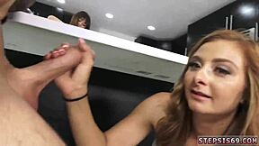 cute teen trap plays solo, blonde joins anal threesome