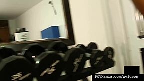 Hot Mexican Pornstar Frida Sante Delivers Intense Cock Workout at Gym, Sucking and Taking Cum in Mouth POV.