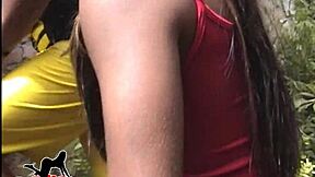 brazilian shemale slut convinces hot gas station girl to film wild scene