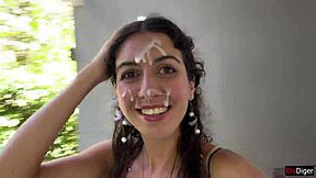 I got cum on my face in a public locker room. Then did a cumwalk by the waterfall.