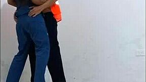 did the cleaning guy get seduced by the nurse and fuck her hard with condom in the office hallways?