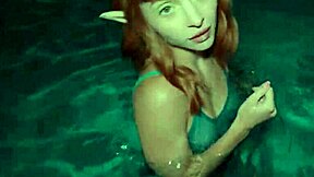 skinny teen babe bent over for big cock in the pool