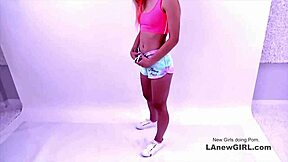 new hot blonde goes through a modeling audition with an agent