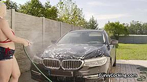 Titty Fucking Big Tit Car Cleaning Girlfriend