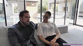 tiny Asian teen Elle Venove punished with strapon threesome by Diamond Banks and Johnny Castle! 😱