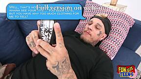 Funsize teen is fucked hard by a tattooed guy in a cute hookup.