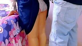 Intriguing contrast: virgin ass given after begging on vacation