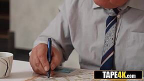 Fat old man spends time with son's gorgeous young girlfriend