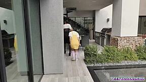 tiny Asian teen Elle Venove punished with strapon threesome by Diamond Banks and Johnny Castle! 😱