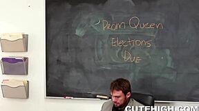 Wannabe prom queen punished hard in garage. Her petite frame takes it all!