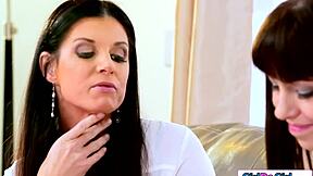 Stepmom Guides Stepdaughter in Masturbating with Vibrator and Licking Action