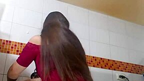 Latina aunt masturbates for stepson in leggings