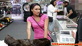 Teen Teases with Tits in Pawnshop, Gets Titty Fucked on Hidden Cam