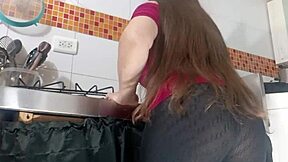 Latina aunt masturbates for stepson in leggings