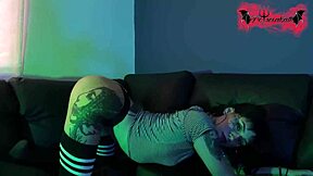 Alien Latina babe gives messy, deep throat action