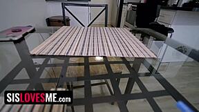 Blindfolded stepsister sucks monster cock