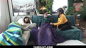 Yo, my petite asian stepsister rides me sneaky beside stepmom on FamSlut!
