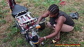 i begged for hardcore after washing motorcycle. he slammed me with big black cock!