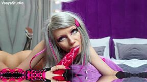 Emo Girl Sucks Big Dildo for Intense Double Penetration Squirt